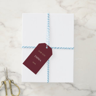 Etiqueta Para Presente Elegant Burgundy Personalized Christmas Gift Tags