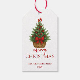 Etiqueta Para Presente Elegant Christmas Tree – Red Ribbon 
