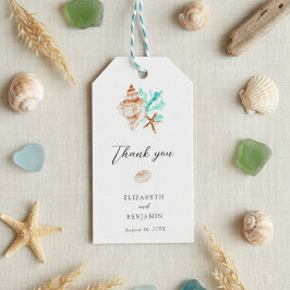 Etiqueta Para Presente Elegant Coastal Seashell Thank you Beach Wedding
