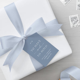 Etiqueta Para Presente Elegant Dusty Blue Wedding Favor Tag with QR Code