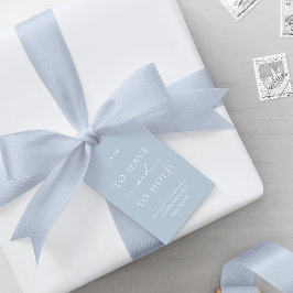 Etiqueta Para Presente Elegant Dusty Blue Wedding Favor Tag with QR Code