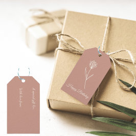 Etiqueta Para Presente Elegant Dusty Rose Simple Flower Name