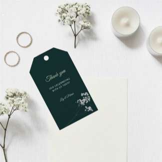 Etiqueta Para Presente Elegant Emerald Green baby's breath wedding