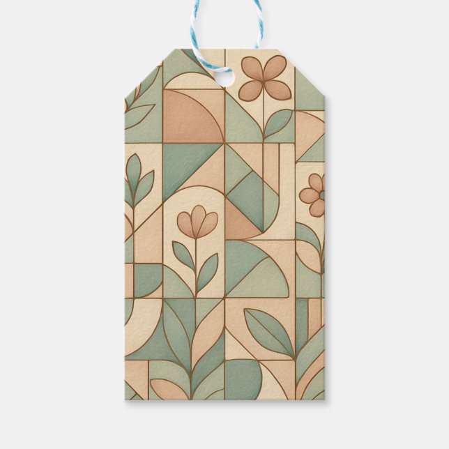Etiqueta Para Presente Elegant Geometric Floral Pattern (Frente)
