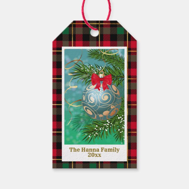 Etiqueta Para Presente Elegant Gold Christmas Ornament Holiday Season (Frente)