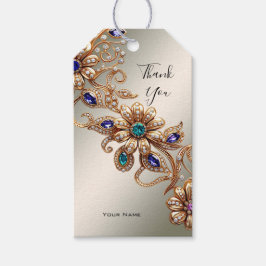 Etiqueta Para Presente Elegant Gold Jewel Flowers Gift Tag