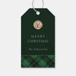 Etiqueta Para Presente Elegant  Green Plaid Merry Christmas Personalized 