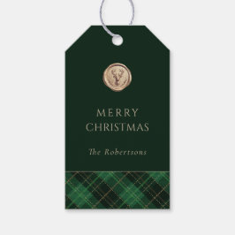 Etiqueta Para Presente Elegant  Green Plaid Merry Christmas Personalized 