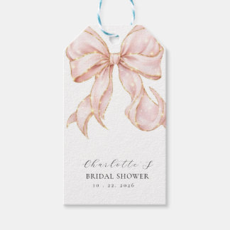 Etiqueta Para Presente Elegant, Modern Bridal Shower Pink Bow.