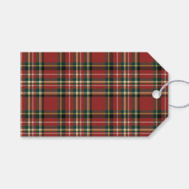 Etiqueta Para Presente Elegant Monogram Red Plaid Merry Christmas Holiday