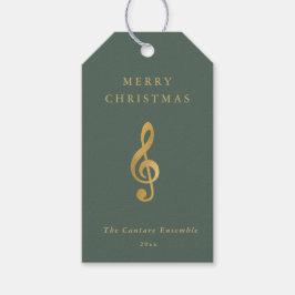 Etiqueta Para Presente Elegant Musical Gold Treble Clef Merry Christmas