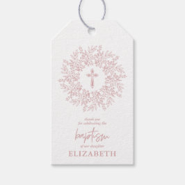 Etiqueta Para Presente Elegant Pink Cross Girl Baptism Favor