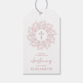 Etiqueta Para Presente Elegant Pink Cross Girl Christening Favor