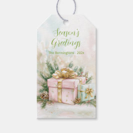 Etiqueta Para Presente Elegant Pink Gold Vintage Christmas
