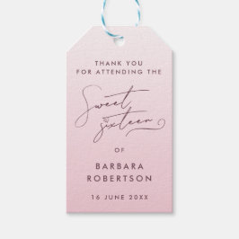 Etiqueta Para Presente Elegant Pink Script Sweet Sixteen Thank You Favor