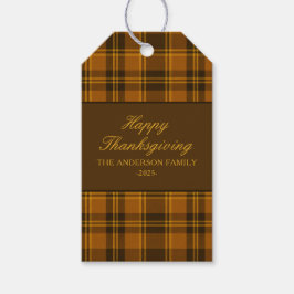 Etiqueta Para Presente Elegant Plaid Clássico de Ação de Graças Vintage P