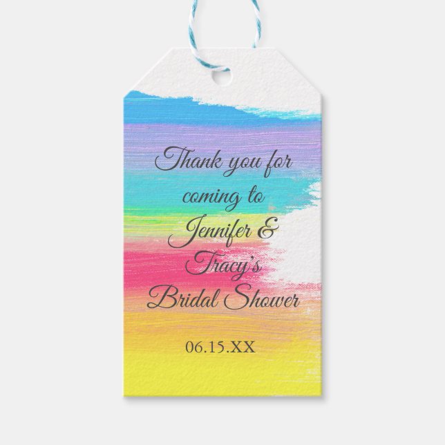 Etiqueta Para Presente Elegant Rainbow Personalized Lesbian Bridal Shower (Frente)