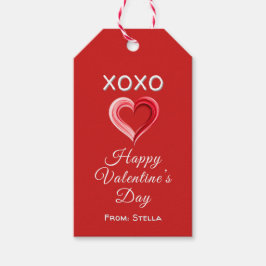 Etiqueta Para Presente Elegant Red Valentine’s Day Gift Tag with Heart