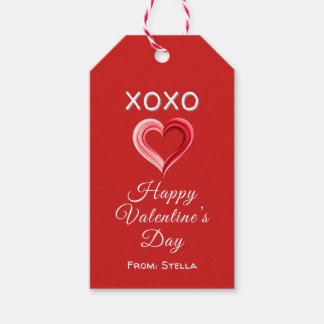 Etiqueta Para Presente Elegant Red Valentine’s Day Gift Tag with Heart