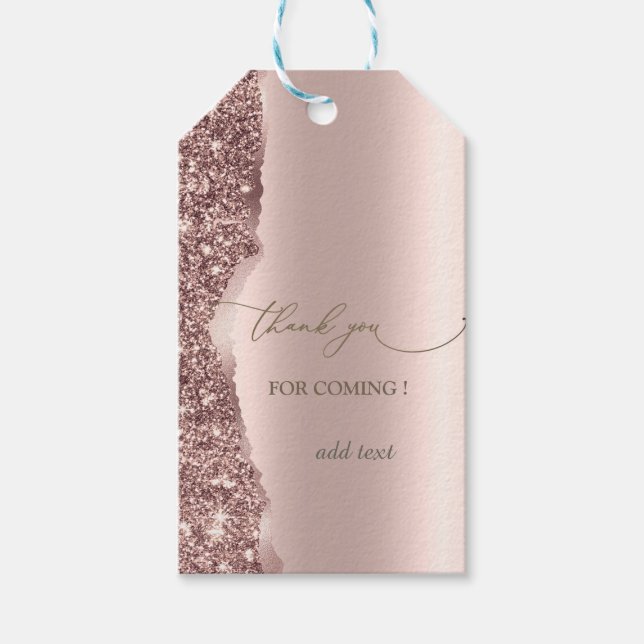 Etiqueta Para Presente Elegant Rose Gold Glitter Script  (Frente)