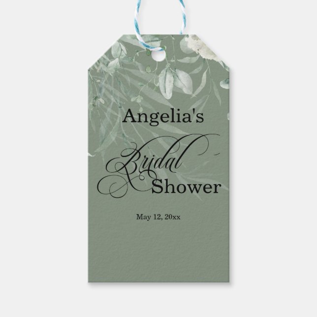 Etiqueta Para Presente Elegant Sage Green Bridal Shower (Frente)