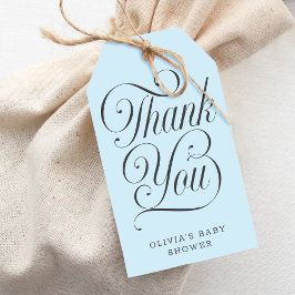 Etiqueta Para Presente Elegant Script Light Blue  Boy Baby Shower Favor