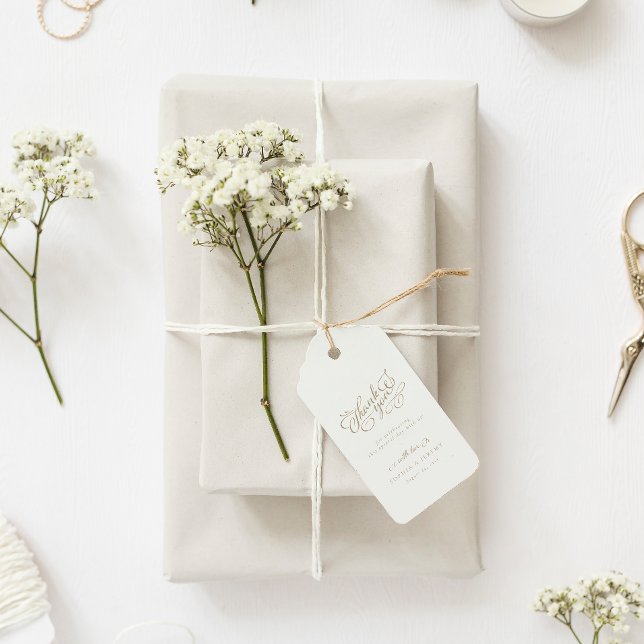 Etiqueta Para Presente Elegant Script Wedding Obrigado (Criador carregado)
