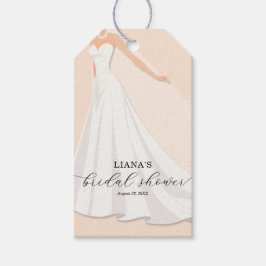 Etiqueta Para Presente Elegant Wedding Dress Bridal Shower Peach Favor