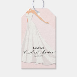 Etiqueta Para Presente Elegant Wedding Dress Bridal Shower Pink Favor