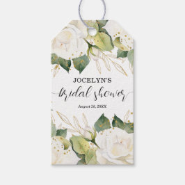 Etiqueta Para Presente Elegant White Roses Bridal Shower
