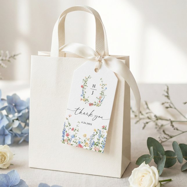 Etiqueta Para Presente Elegant Wildflower Wedding Thank You Favor (Criador carregado)
