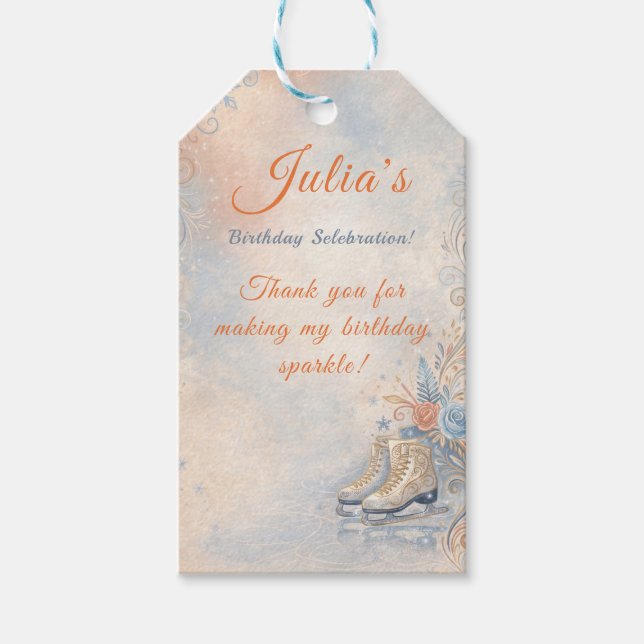Etiqueta Para Presente Elegant Winter Ice Skating Birthday  (Frente)