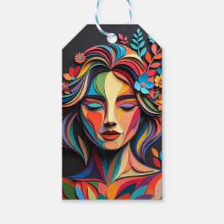 Etiqueta Para Presente Elegant woman floral harmony in layered paper cut 