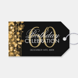 Etiqueta Para Presente Elegante 60th Festa de aniversário Sparkles Dourad