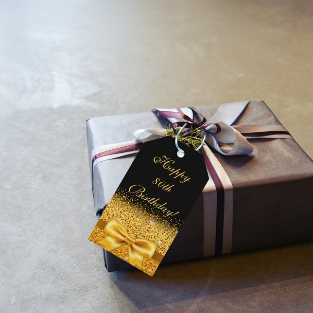 Etiqueta Para Presente elegante 80 de ouro negro (Criador carregado)