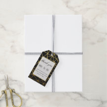 Elegante Agradecimento de Casamento Dourado e Pret