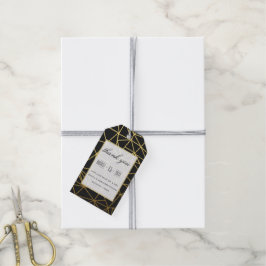 Etiqueta Para Presente Elegante Agradecimento de Casamento Dourado e Pret
