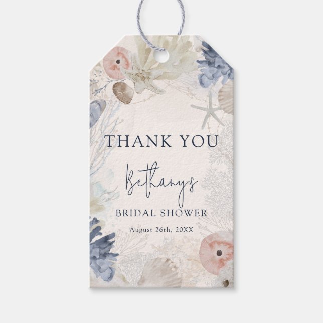 Etiqueta Para Presente Elegante Agradecimento de Chuveiro de Noiva Náutic (Frente)