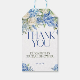 Etiqueta Para Presente Elegante Agradecimento Floral de Hortênsia Azul Mo