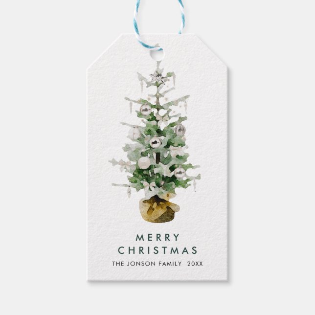 Etiqueta Para Presente Elegante Aquarela Palha de Natal Saudação (Frente)