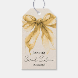 Etiqueta Para Presente Elegante Arco de Ouro Coquette Script Festa Sweet