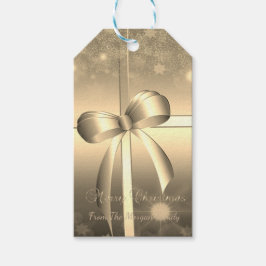 Etiqueta Para Presente Elegante, Arco Dourado, Confetes