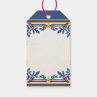 Etiqueta Para Presente Elegante Arco Floral Patriótico Vermelho Branco e