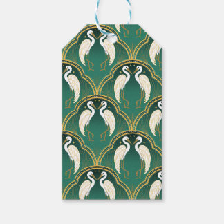 Etiqueta Para Presente Elegante Art Deco Crane Padrão