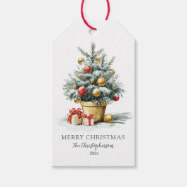 Etiqueta Para Presente Elegante Árvore de Natal
