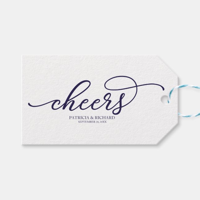 Etiqueta Para Presente Elegante Azul Marinho Script Aplausos  (Frente (horizontal))