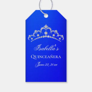 Etiqueta Para Presente Elegante Azul Real Quinceanera