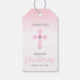 Etiqueta Para Presente Elegante Baby Pink Cross Obrigado a você.