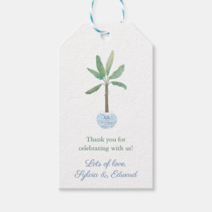 Etiqueta Para Presente Elegante Banana Leaf Tree Hostess Obrigado