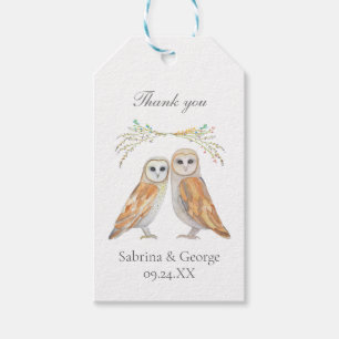 Etiqueta Para Presente Elegante Barn Owl Wildflower Obrigado Casamento